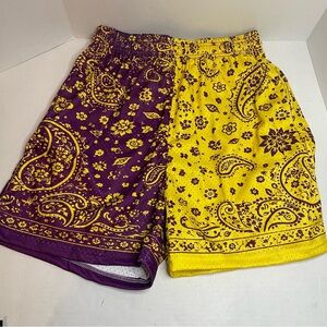 Asylum Two Color Mesh Shorts. Pockets. Size XL. Lakers Colors. Streetwear.